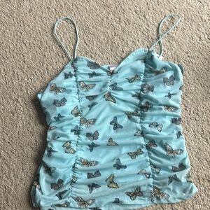 Butterfly Print Blue Camisole Top